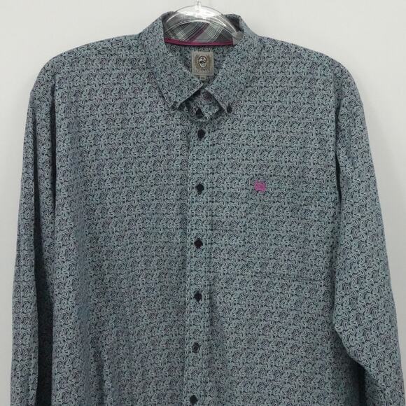 Cinch Shirt Mens XL Blue Paisley Western Rodeo Cowboy Button Down Long Sleeve - Picture 6 of 11